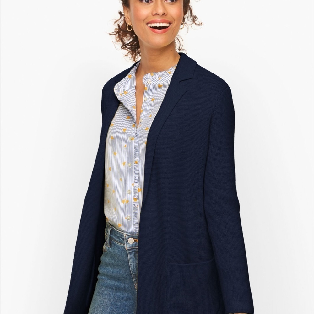 Talbots Women's Notch Collar Sweater Blazer Navy Size Small - Picture 10 of 10